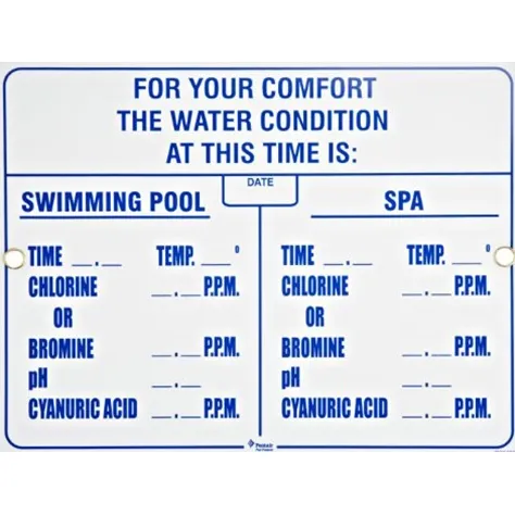 Virginia Pool Water Condition Sign