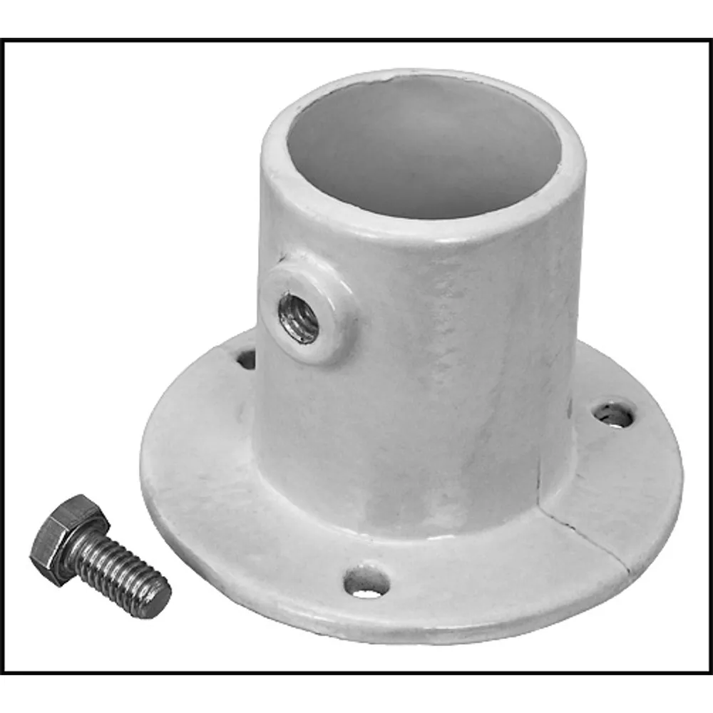 WHITE ALUMINUM DECK FLANGE FOR 1.5″ O.D. RAIL – 3 HOLE,PF-2115-L
